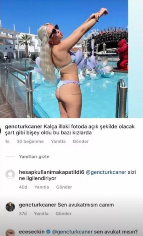 ece seckin bikinili paylasimina gelen yoruma verdigi yanit ile gundem oldu